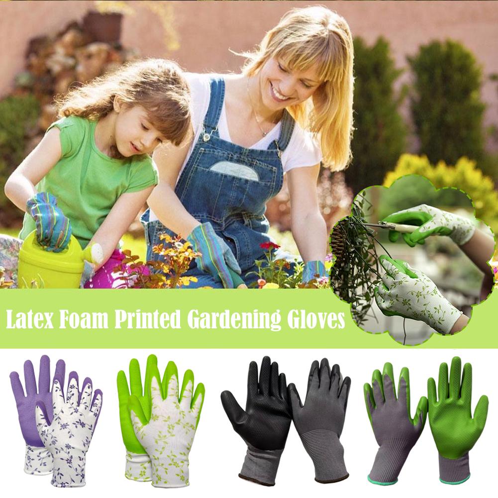 Garden Gloves Thorn Proof - Latex Foam Printed Gardening Gloves For