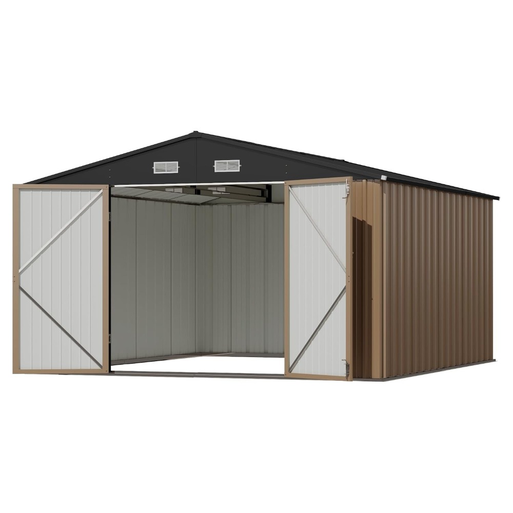 Gardening Tools Organiser - 10x12FT Large Metal Storage Shed, Lockable