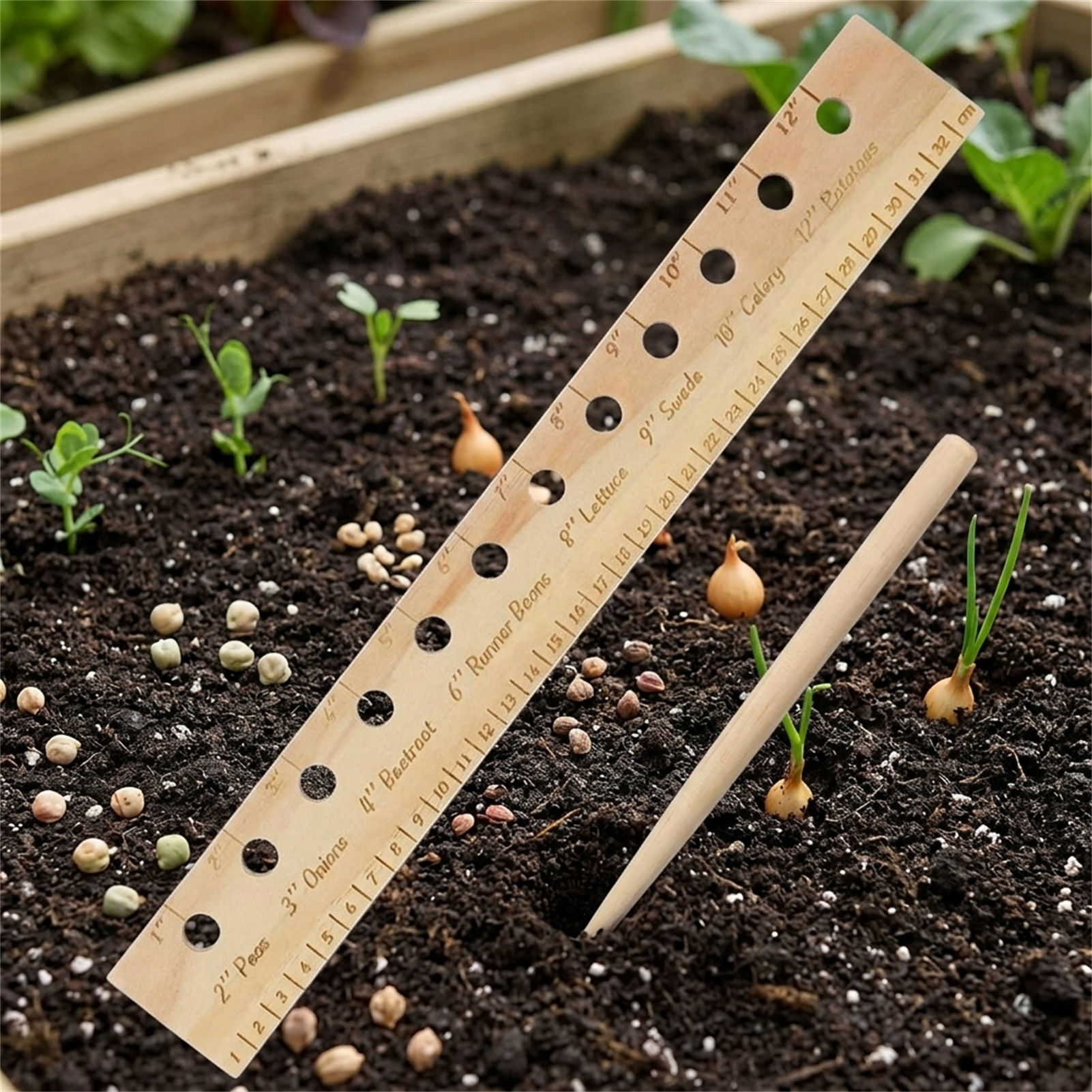 Solid Wood Planting Ruler for  - огляд і ціна Gardening Tools Vegetables