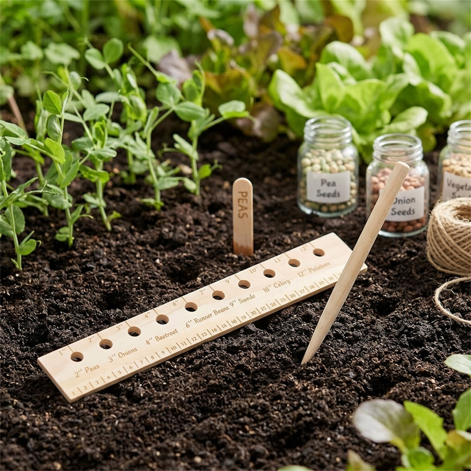 Solid Wood Planting Ruler for  - огляд і ціна Gardening Tools Vegetables