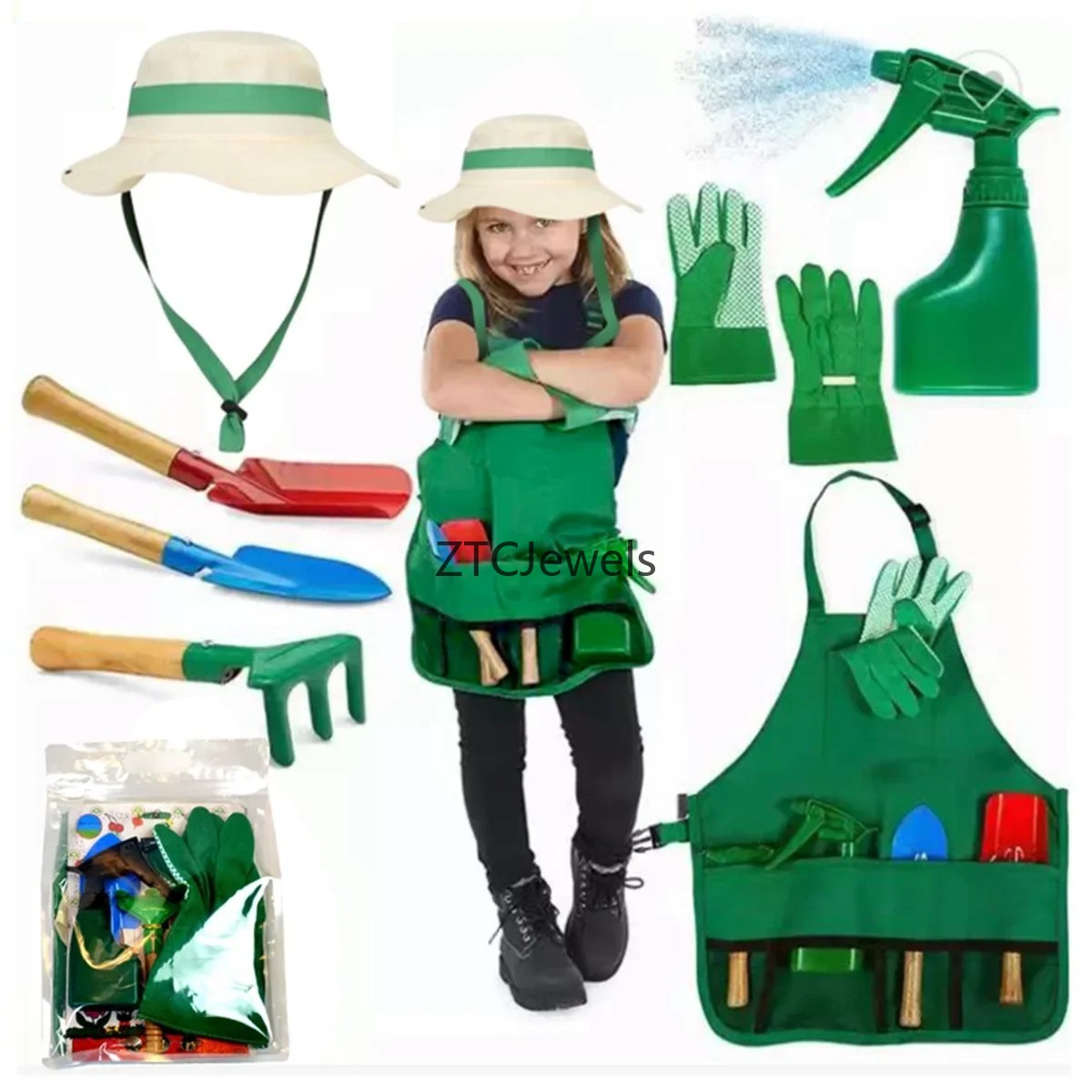 Kids Garden Apron Tool Set wit - огляд і ціна Gardening Tool